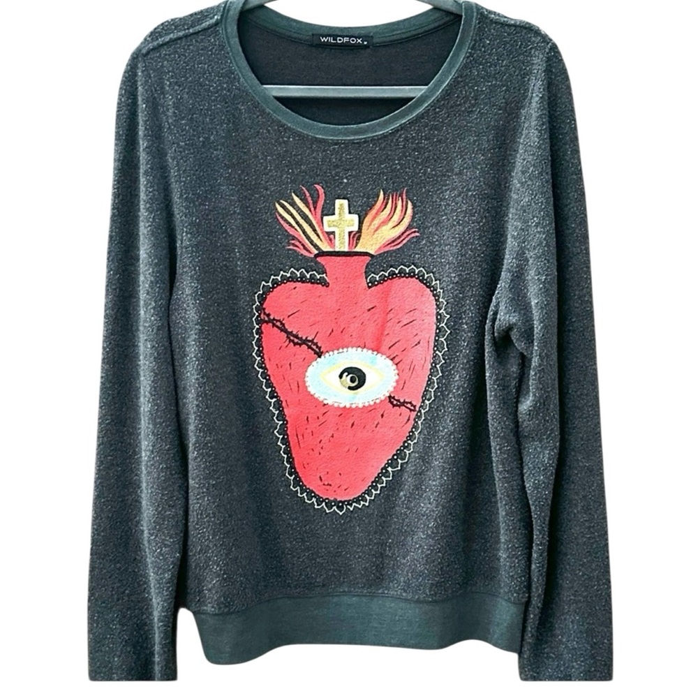 Wildfox Folk Heart Vintage Crew Neck Pullover - Picture 2 of 5